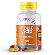 CONCEIVE PLUS Folic Acid Gummies - 800mcg Folate Supplement for Women, Natural Chewable Gummy, 3 ...