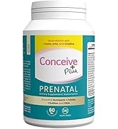 CONCEIVE PLUS Prenatal - DHA, Choline + Folate, Healthy Pregnancy, Non-GMO, 30 Days Supply, 60 Ca...