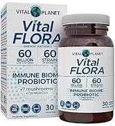 Vital Planet - Vital Flora Immune Biome Probiotic with 60 Billion Cultures and 60 Strains, Digest...